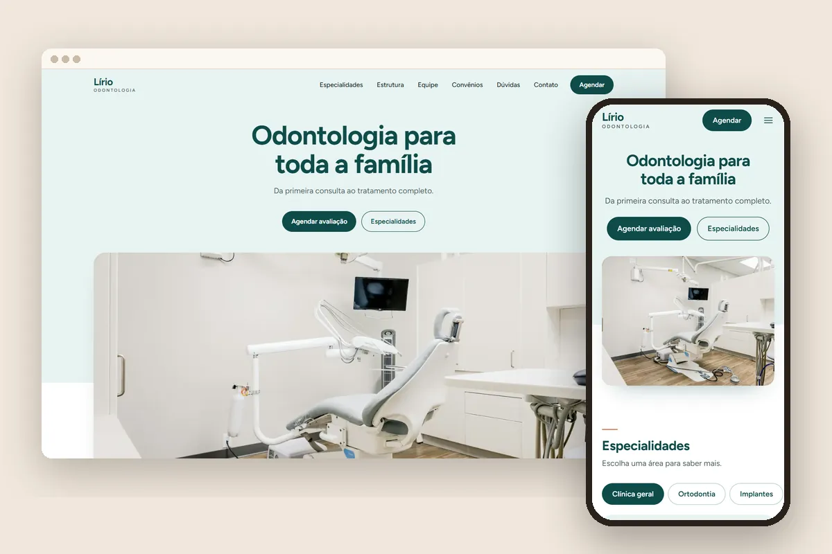 Modelo Lírio Odontologia no computador e no celular